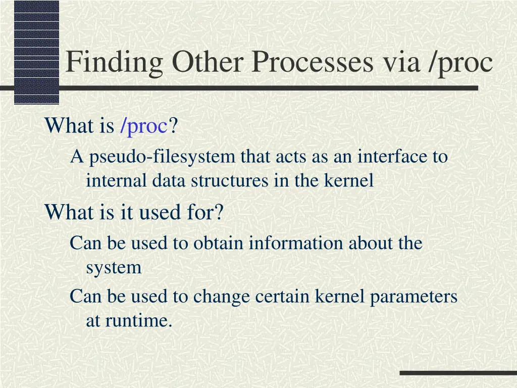 finding other processes via proc