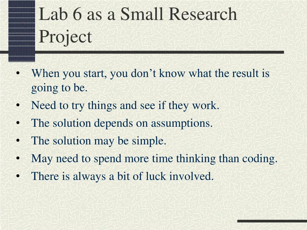 lab 6 as a small research project