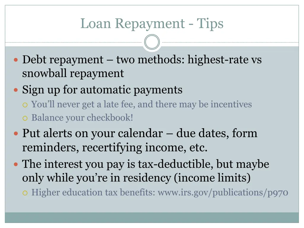 loan repayment tips