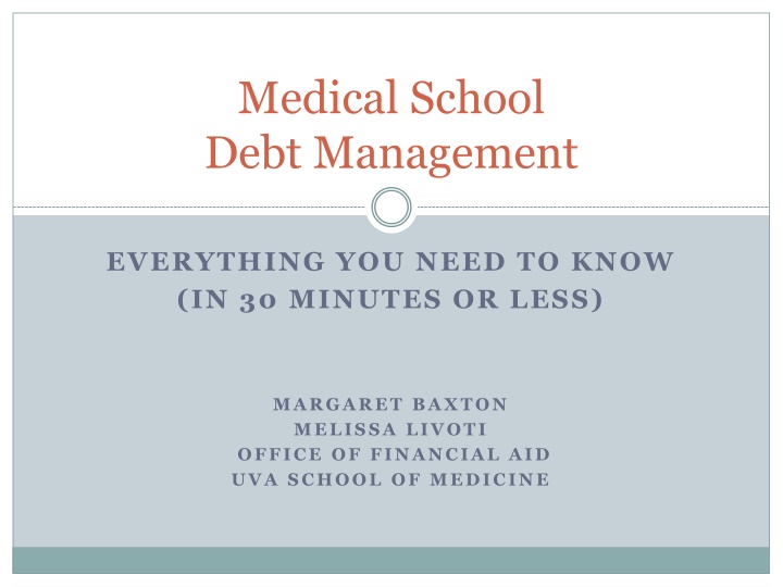 medical school debt management