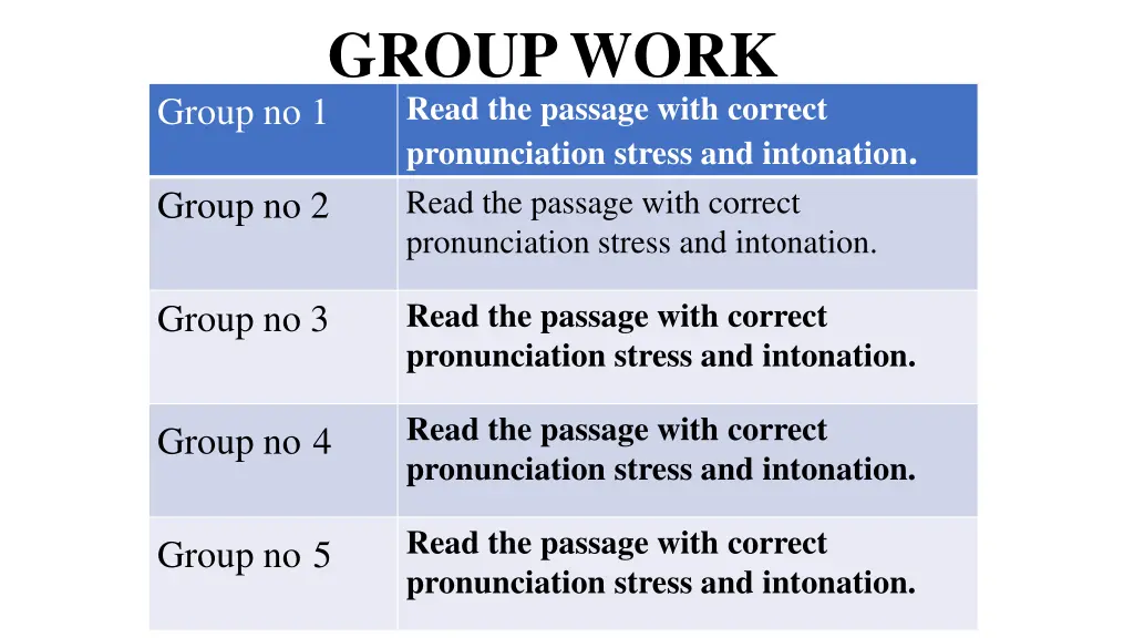 group work group no 1 read the passage with