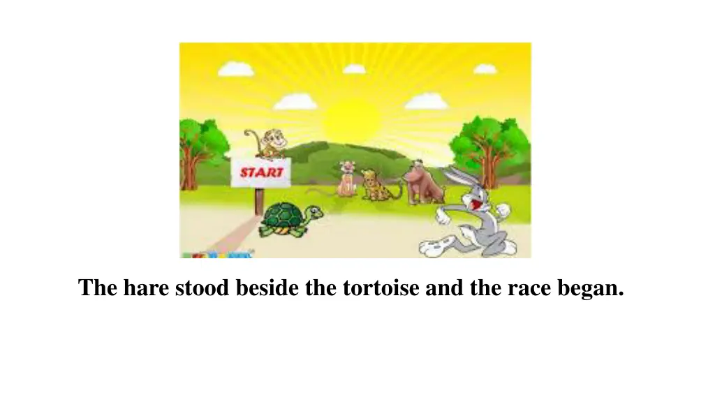 the hare stood beside the tortoise and the race