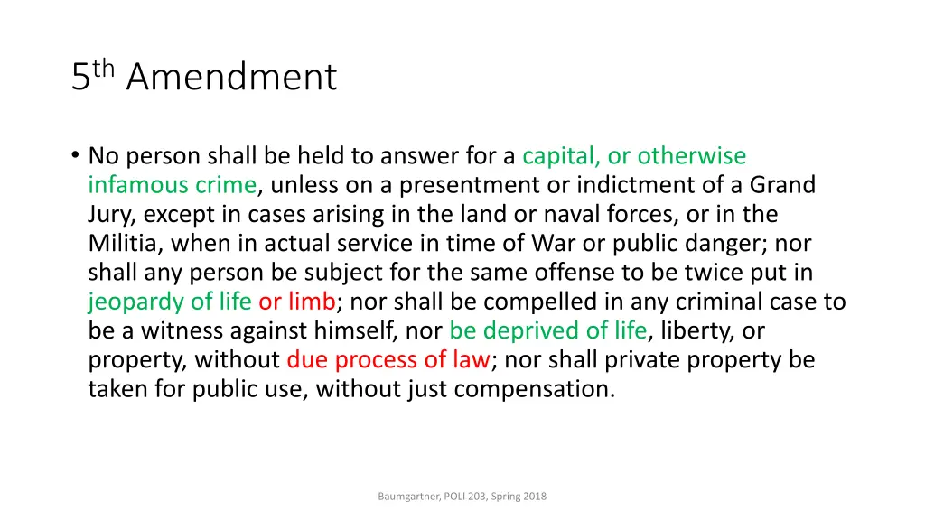 5 th amendment