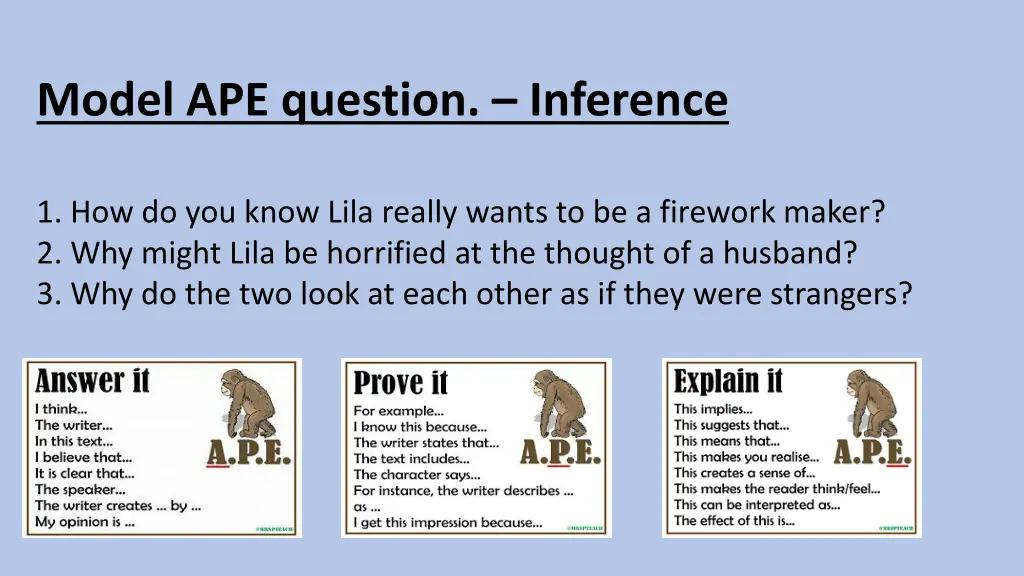 model ape question inference