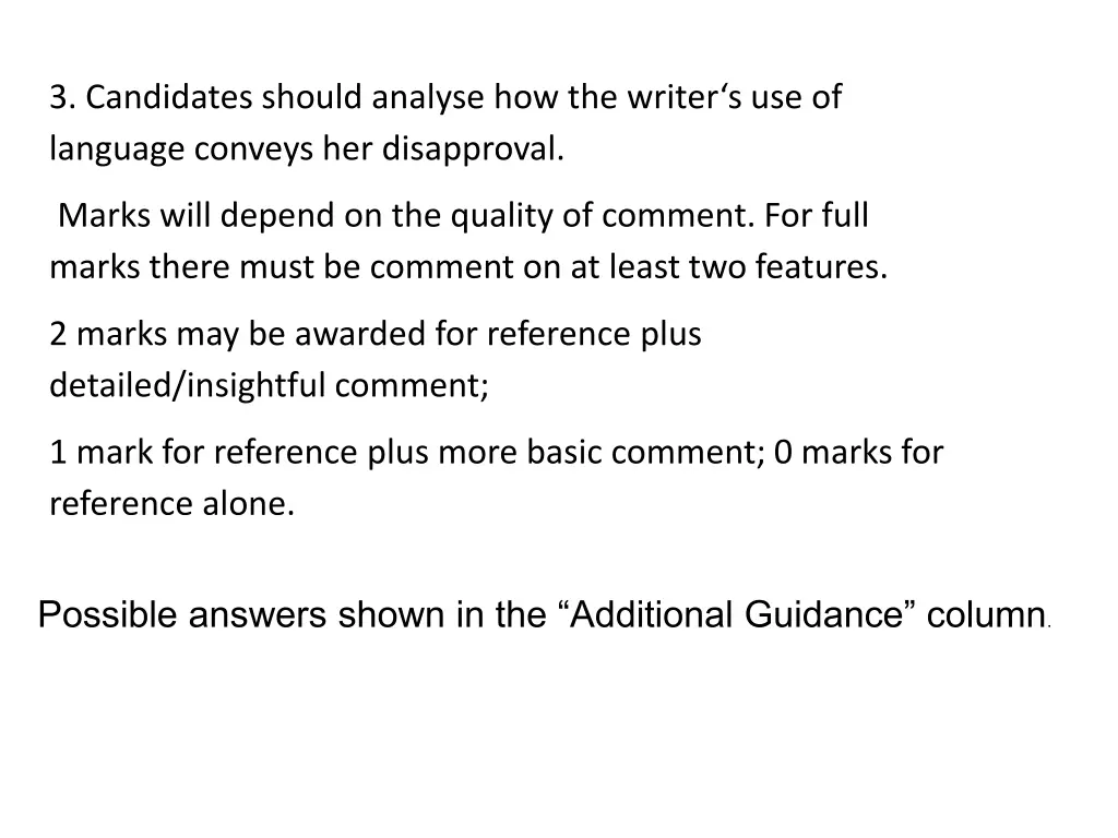 3 candidates should analyse how the writer