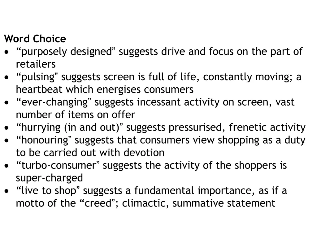 word choice purposely designed suggests drive