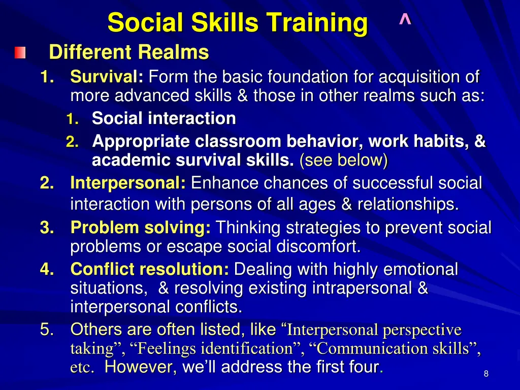 social skills training different realms