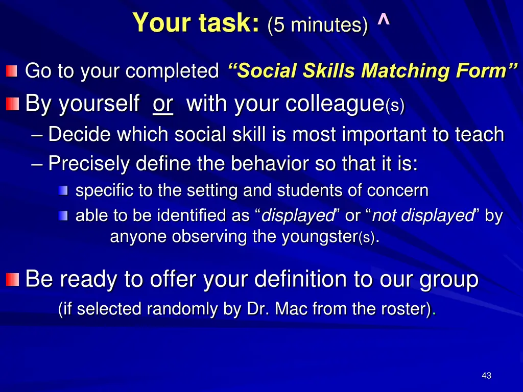 your task 5 minutes