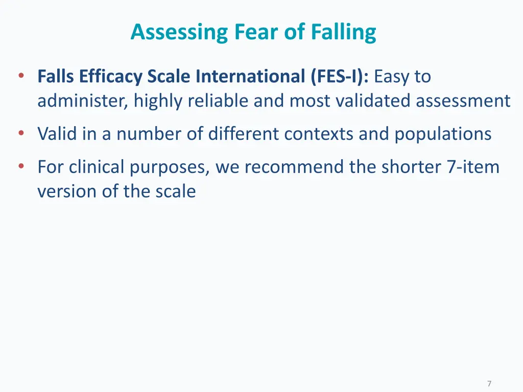 assessing fear of falling