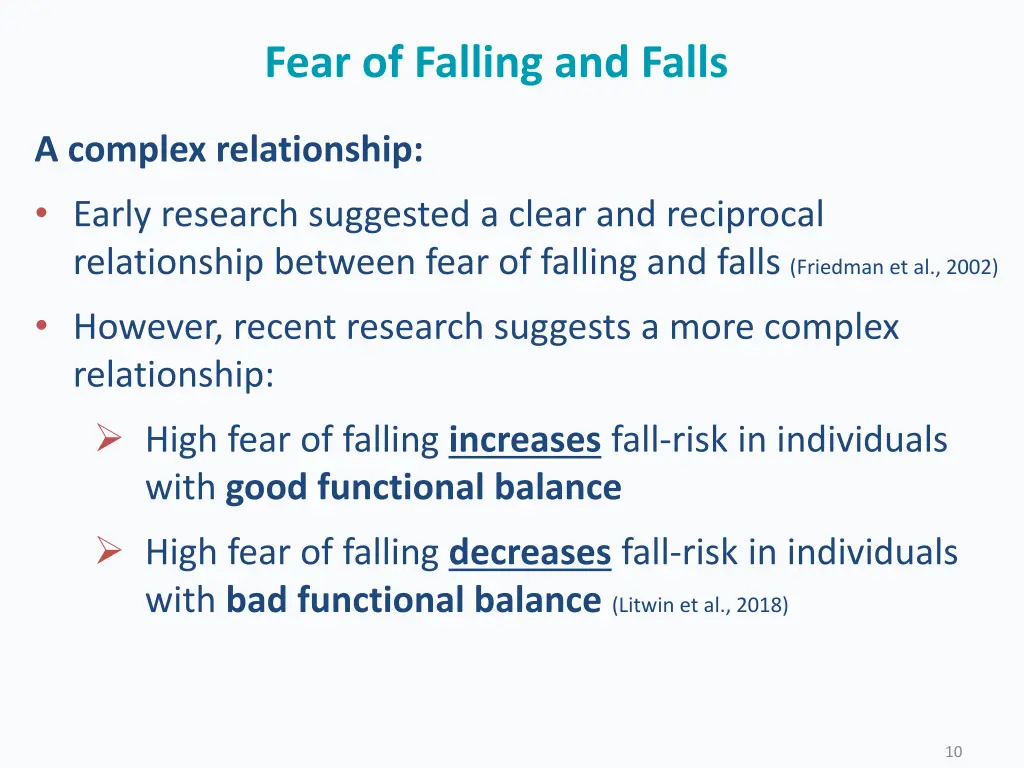 fear of falling and falls