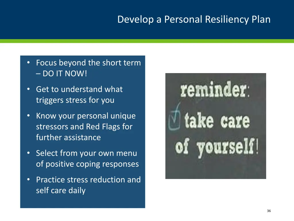 develop a personal resiliency plan