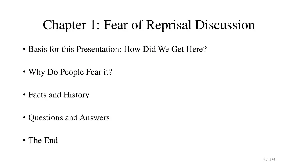 chapter 1 fear of reprisal discussion