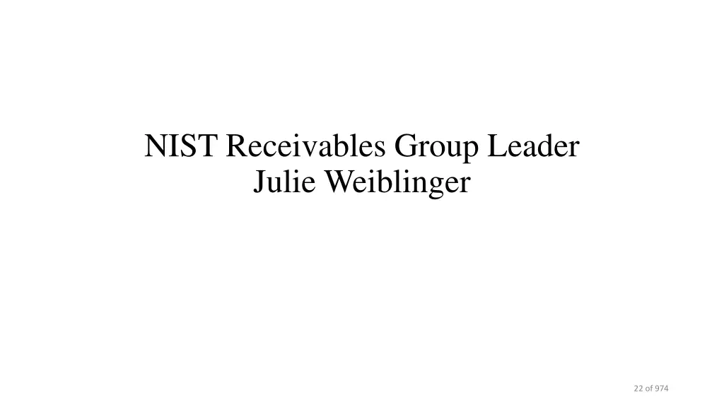 nist receivables group leader julie weiblinger