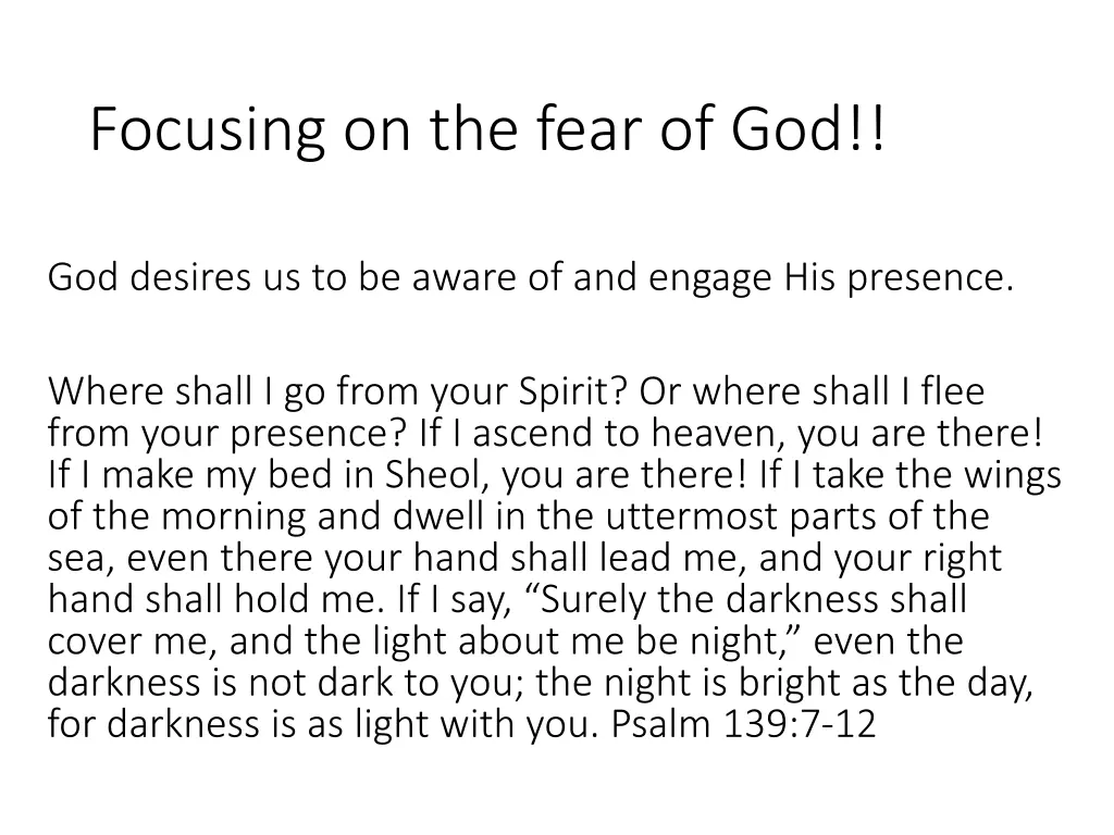 focusing on the fear of god