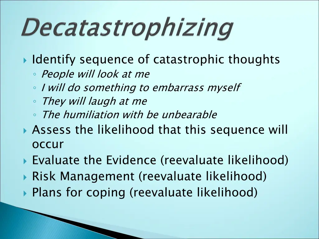 identify sequence of catastrophic thoughts people