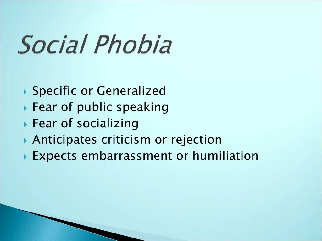 specific or generalized fear of public speaking