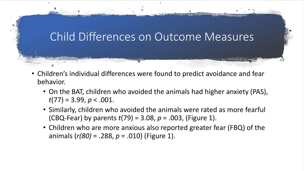 child differences on outcome measures