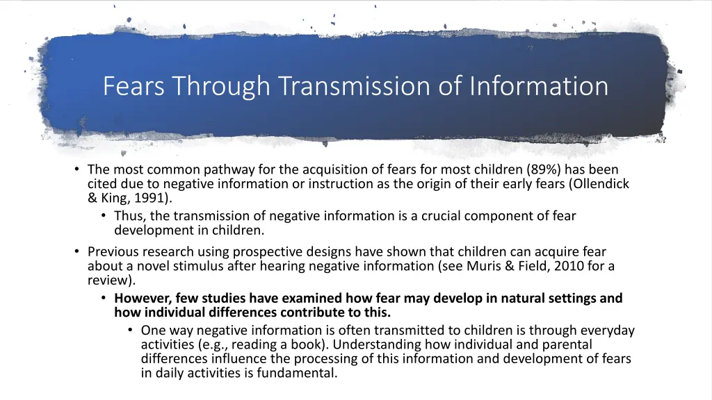 fears through transmission of information