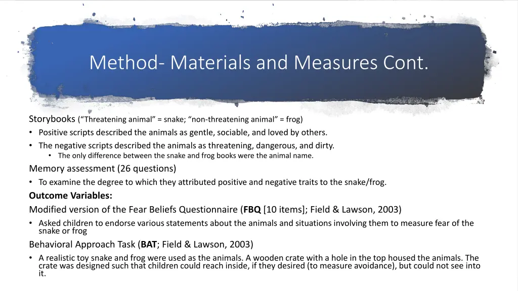 method materials and measures cont