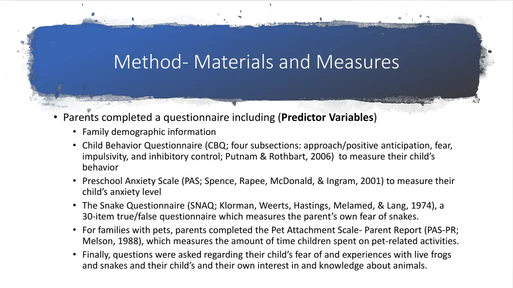 method materials and measures