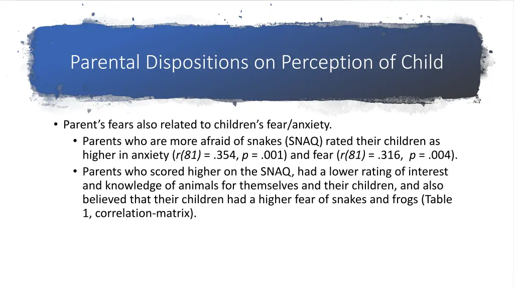 parental dispositions on perception of child