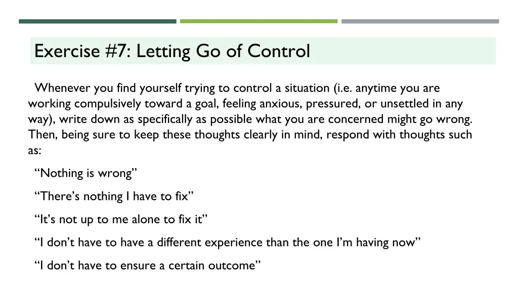 exercise 7 letting go of control