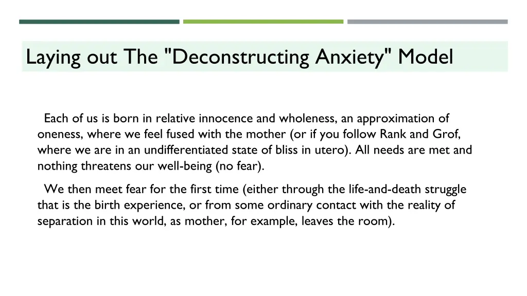 laying out the deconstructing anxiety model