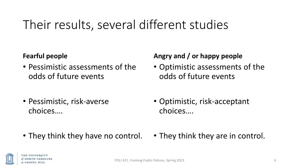 their results several different studies