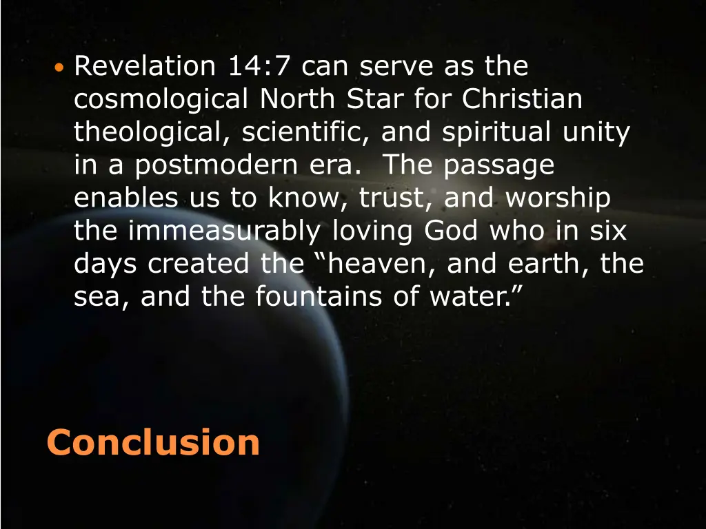 revelation 14 7 can serve as the cosmological