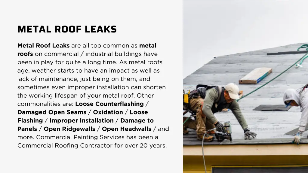 metal roof leaks