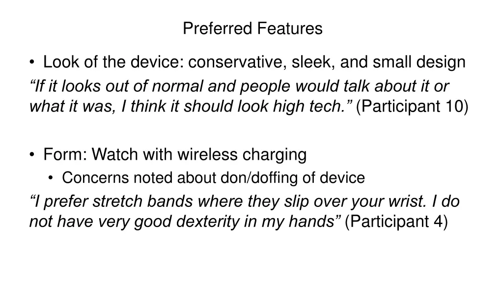 preferred features