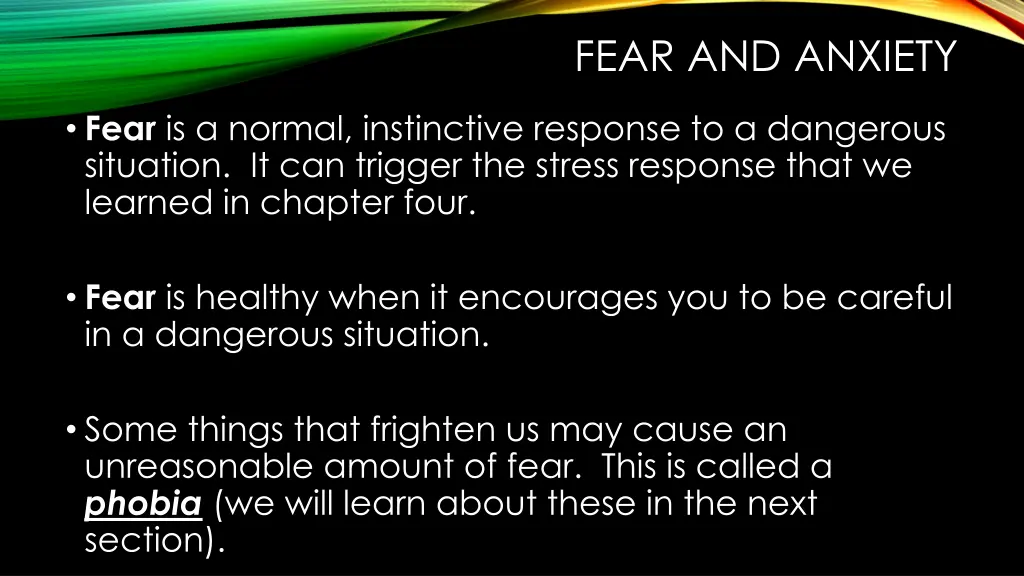 fear and anxiety