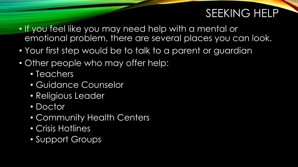 seeking help