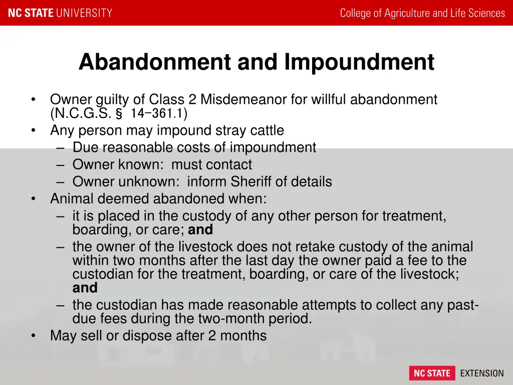 abandonment and impoundment