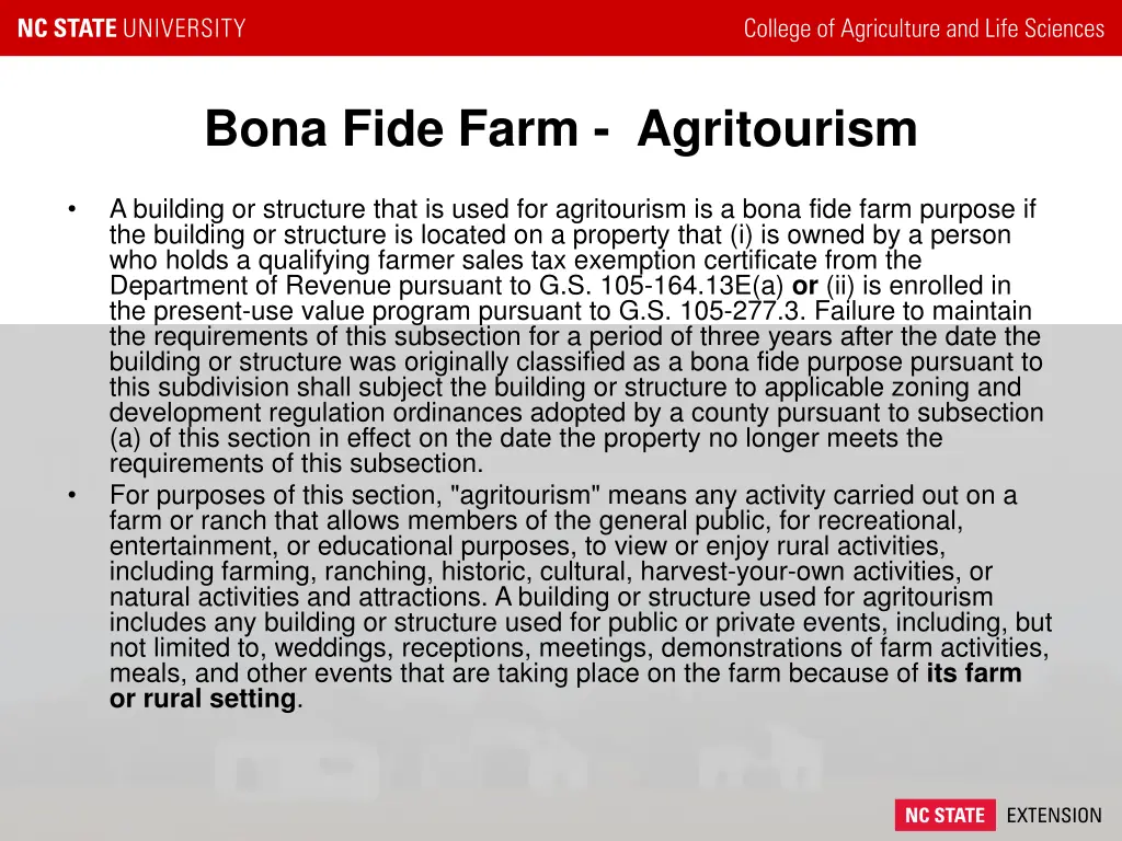 bona fide farm agritourism