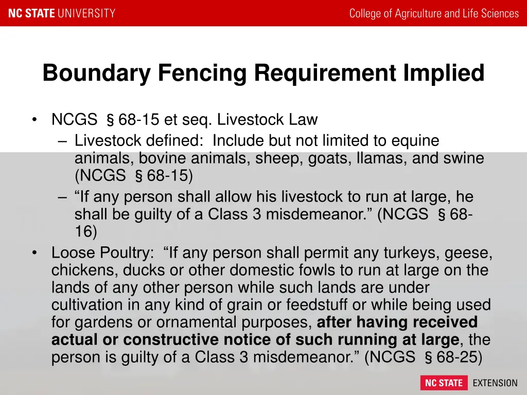 boundary fencing requirement implied