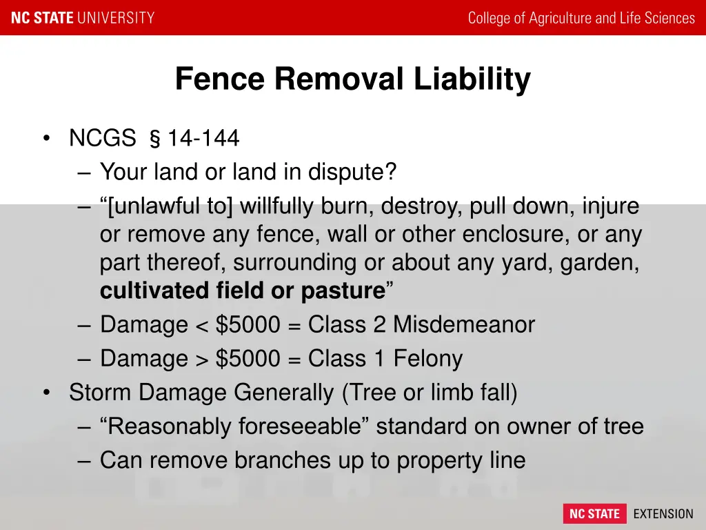 fence removal liability