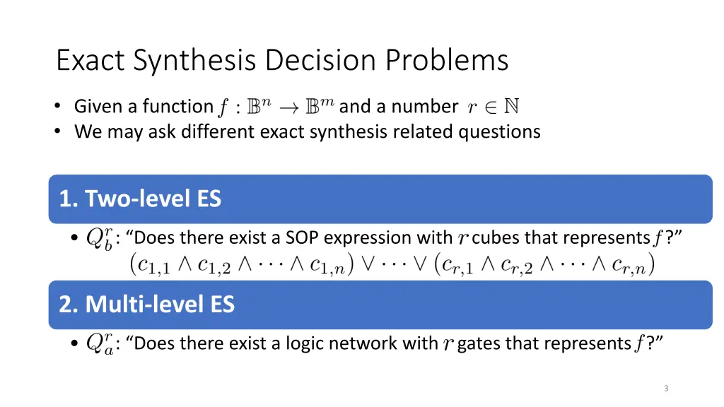 exact synthesis decision problems