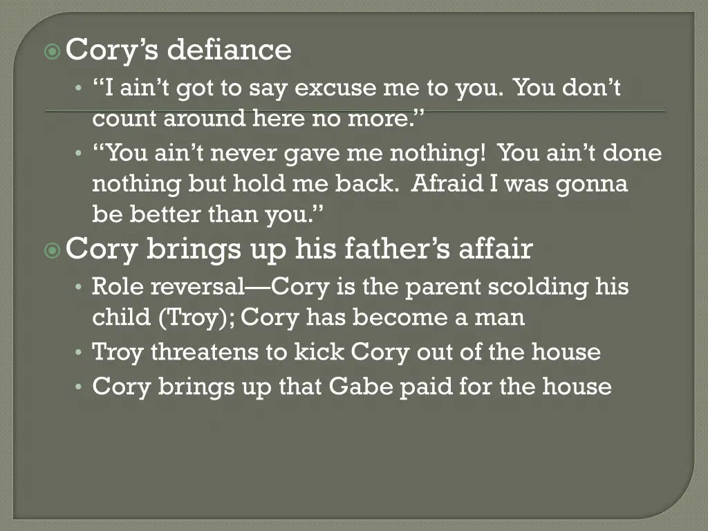 cory s defiance i ain t got to say excuse