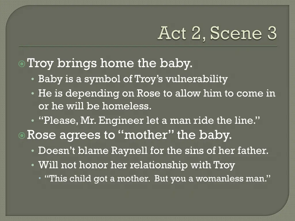 troy brings home the baby baby is a symbol