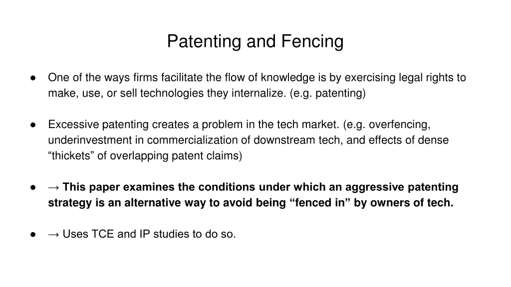 patenting and fencing