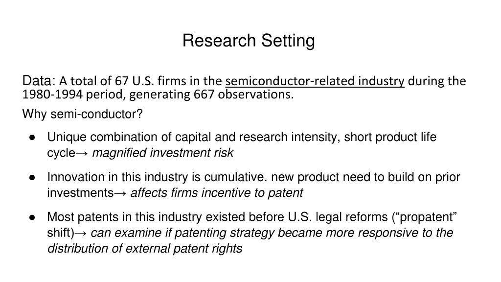 research setting