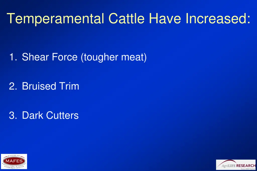 temperamental cattle have increased