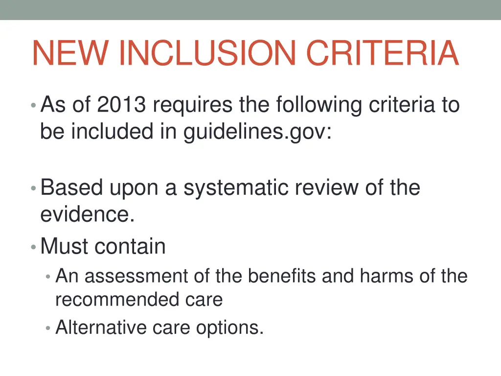 new inclusion criteria