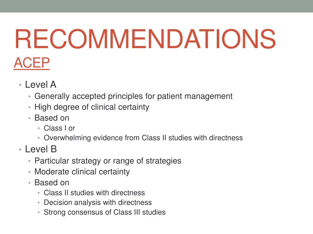 recommendations acep