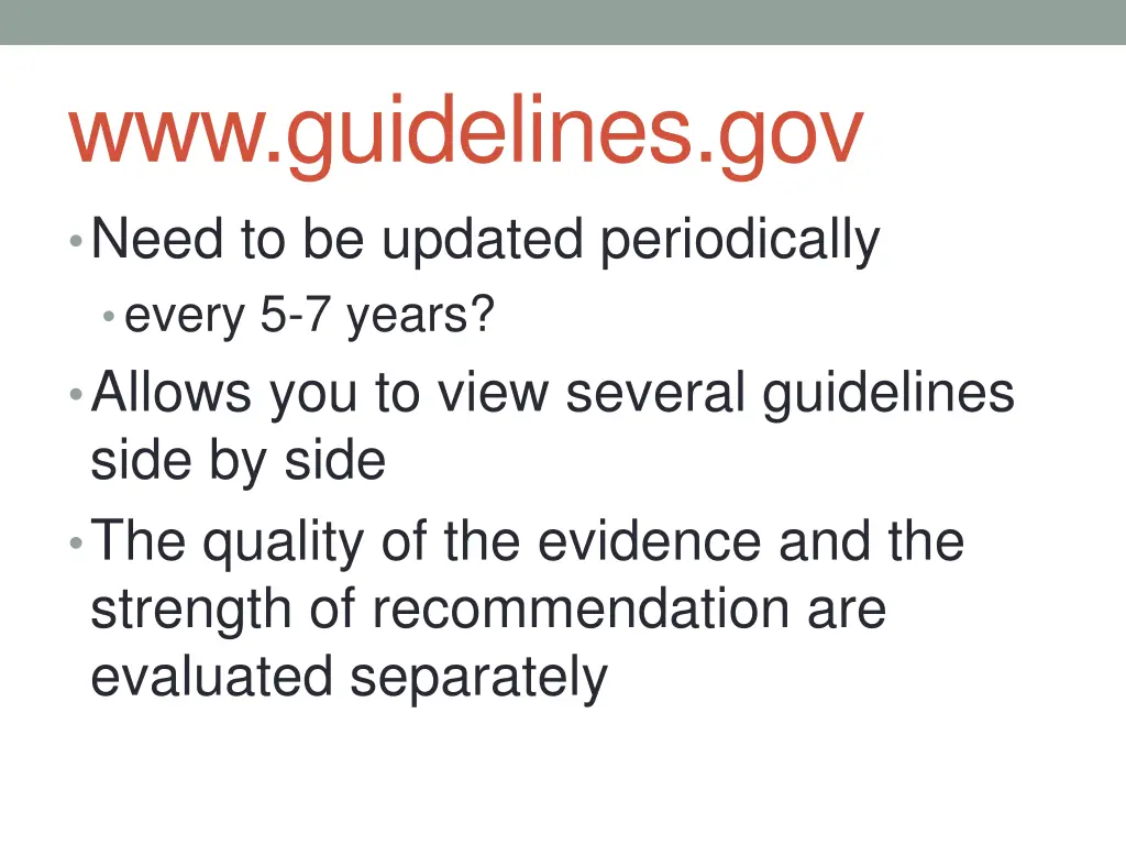 www guidelines gov need to be updated