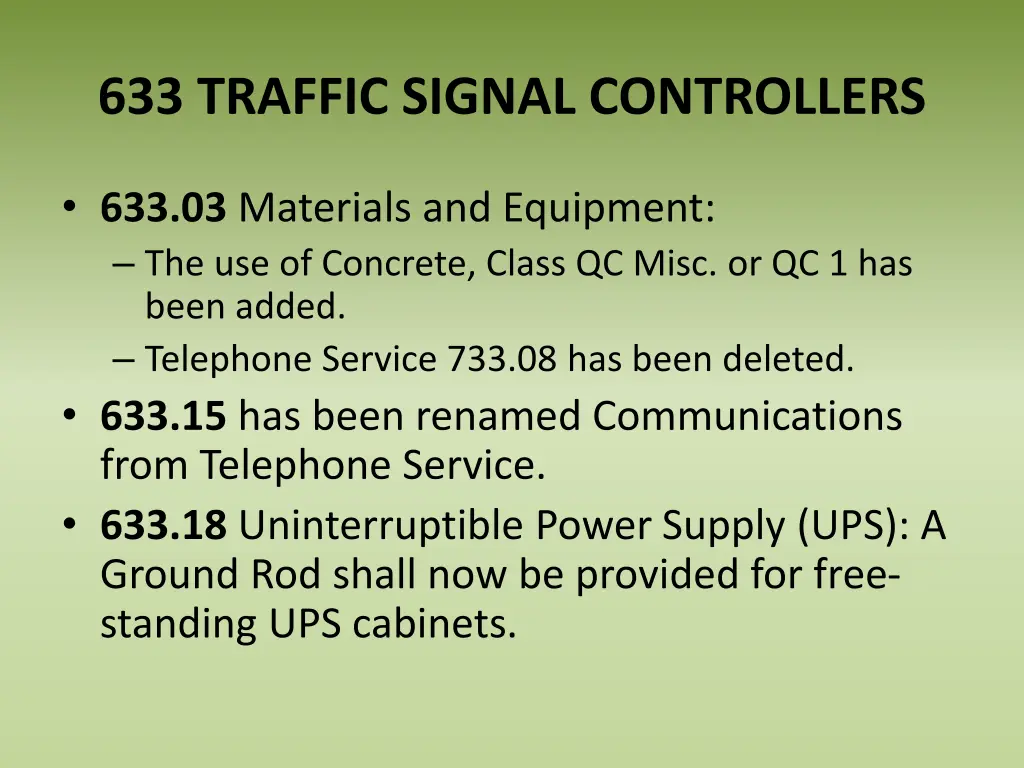 633 traffic signal controllers