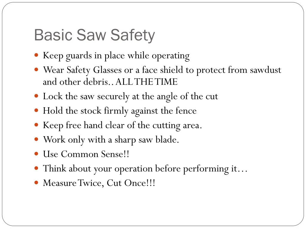 basic saw safety