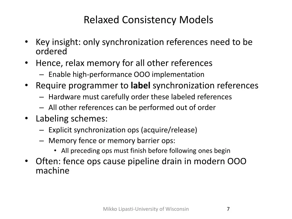 relaxed consistency models