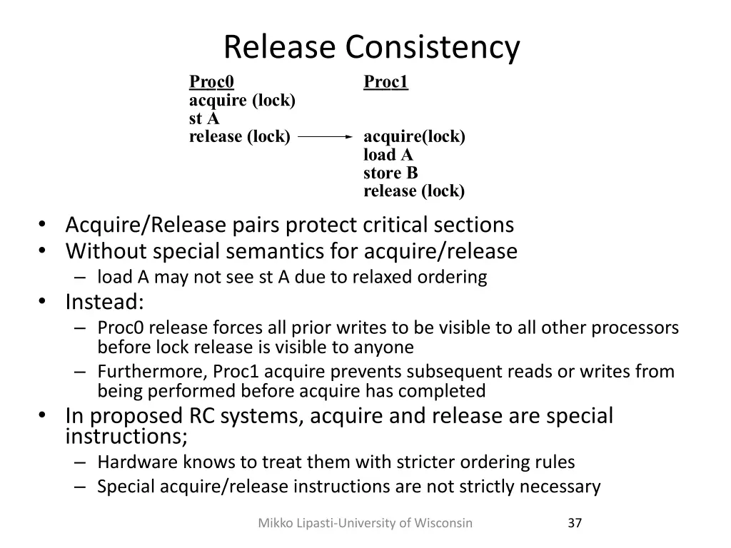 release consistency